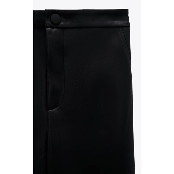Zara Black Faux Leather Leggings SMALL NEW - Picture 5 of 8
